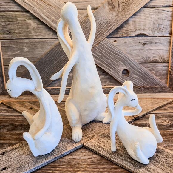 Adorable, Whimsical & Quirky Family of 3 Bunnies, Easter & Spring Decor, 10” - Picture 2 of 8